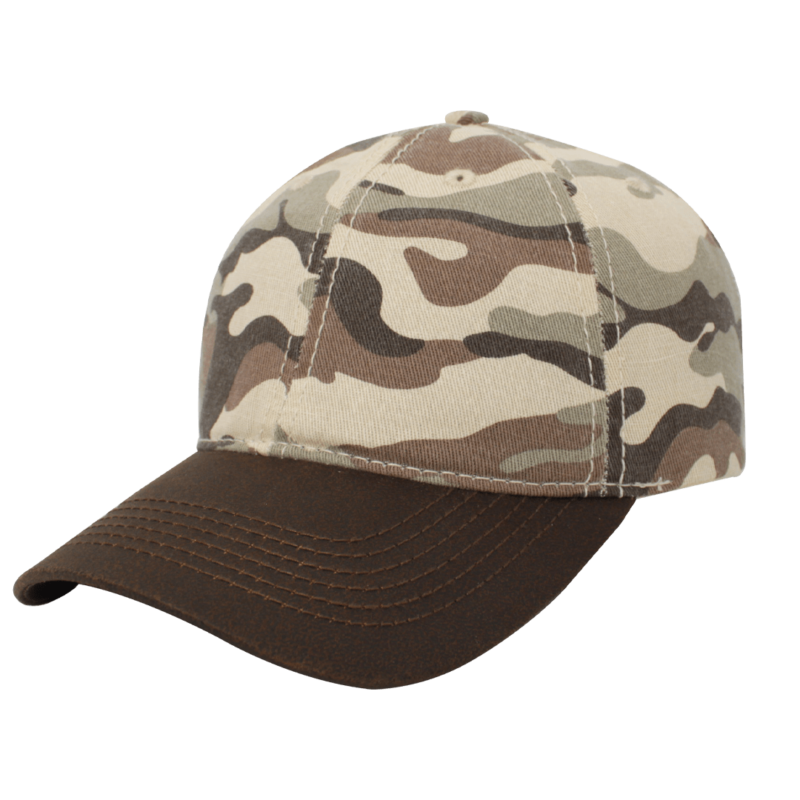 The-Cap-Company-Washed-Oil-Skin-6-Panel-Camo-Brown-Leather