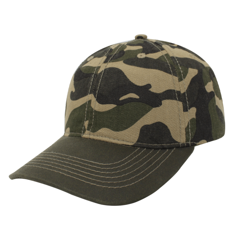 The-Cap-Company-Washed-Oil-Skin-6-Panel-Green-Camo-Leather