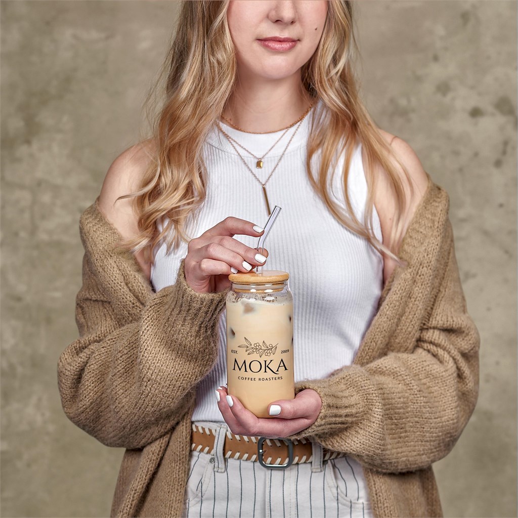 Okiyo Natsu Glass & Bamboo Tumbler & Straw - 500ml - Image 6