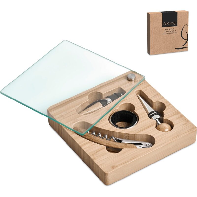 Okiyo Budonoki Bamboo Wine Accessories set - Image 10