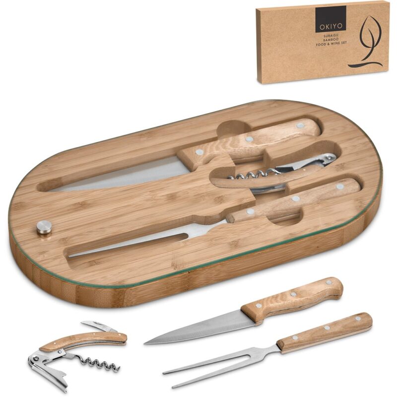 Okiyo Suraisu Bamboo Food & Wine Set - Image 12