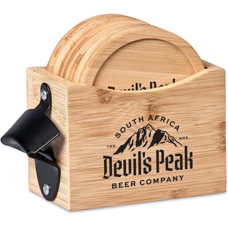 Okiyo Kanpai Bamboo Coaster & Bottle Opener Set - Image 8
