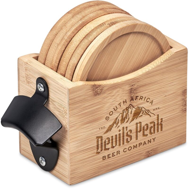 Okiyo Kanpai Bamboo Coaster & Bottle Opener Set - Image 13