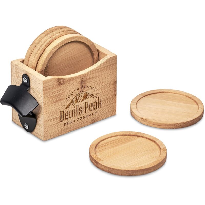 Okiyo Kanpai Bamboo Coaster & Bottle Opener Set - Image 14