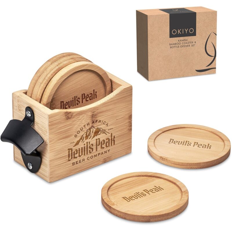 Okiyo Kanpai Bamboo Coaster & Bottle Opener Set - Image 17