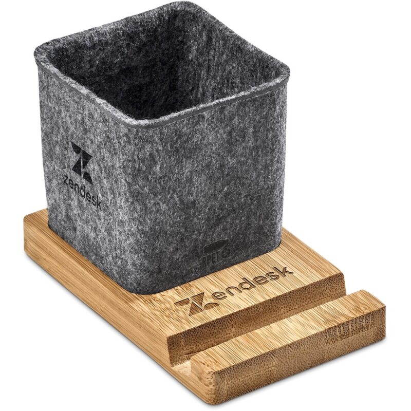 Okiyo Kyadi Recycled PET & Bamboo Desk Caddy Phone Stand - Image 2