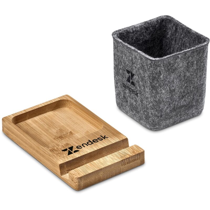 Okiyo Kyadi Recycled PET & Bamboo Desk Caddy Phone Stand - Image 7