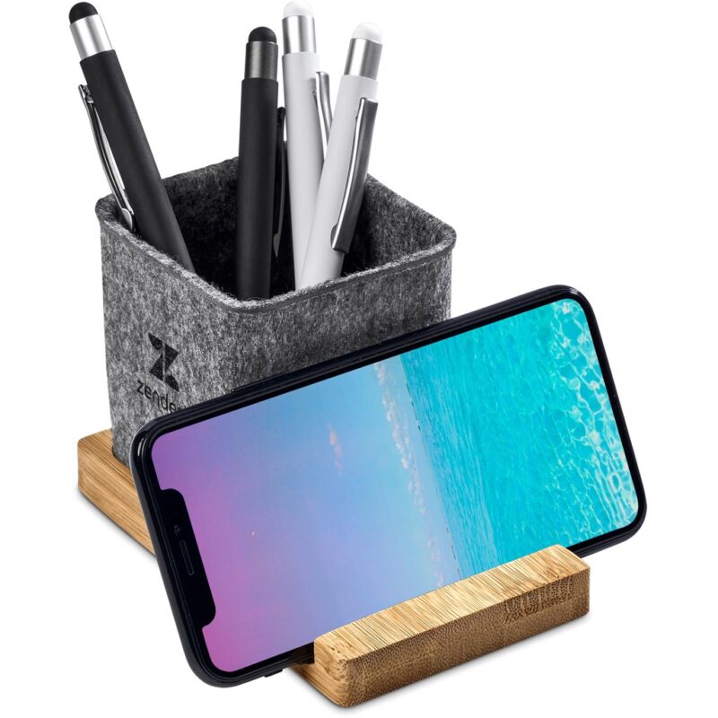 Okiyo Kyadi Recycled PET & Bamboo Desk Caddy Phone Stand - Image 11