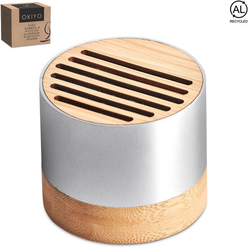 Okiyo Utau Bamboo & Recycled Aluminium Bluetooth Speaker - Image 9