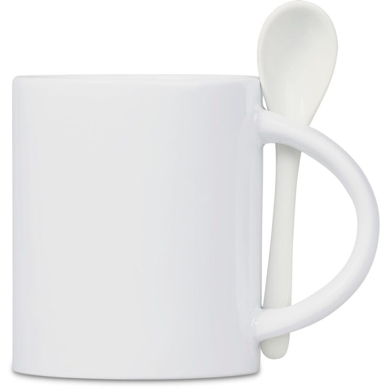 Eden Sublimation Ceramic Coffee Mug & Spoon Set - 320ml - Image 7
