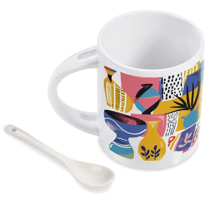 Eden Sublimation Ceramic Coffee Mug & Spoon Set - 320ml - Image 9