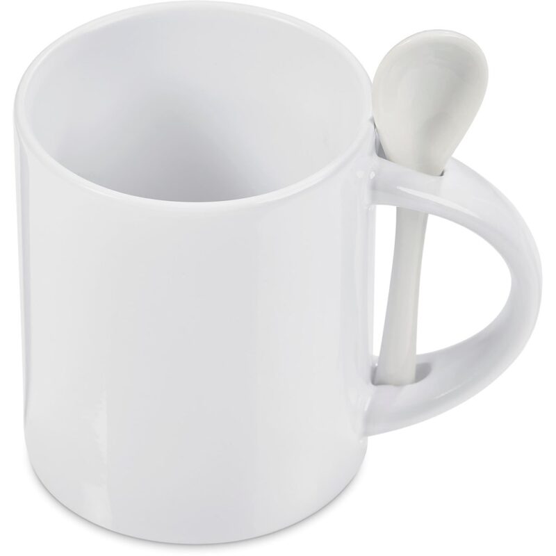 Eden Sublimation Ceramic Coffee Mug & Spoon Set - 320ml - Image 10