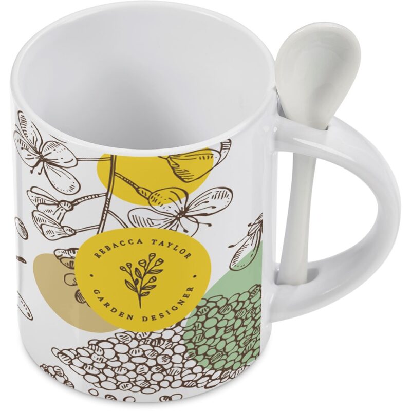 Eden Sublimation Ceramic Coffee Mug & Spoon Set - 320ml - Image 8