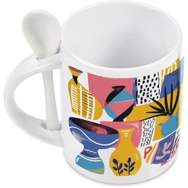 Eden Sublimation Ceramic Coffee Mug & Spoon Set - 320ml - Image 11