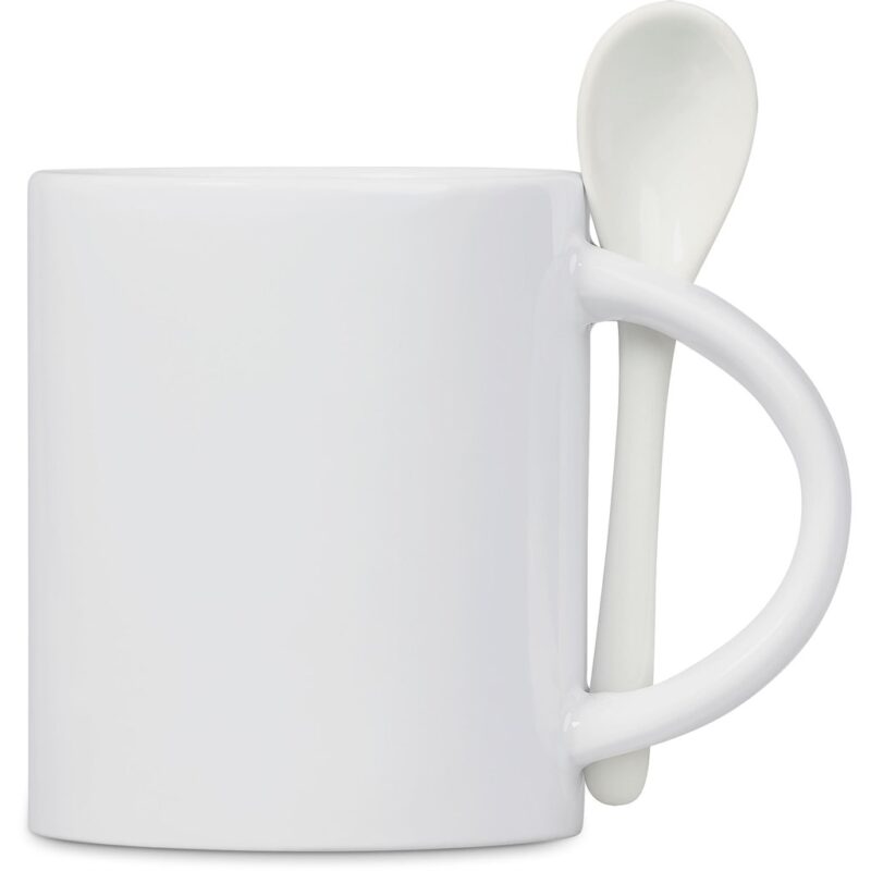 Eden Sublimation Ceramic Coffee Mug & Spoon Set - 320ml - Image 12