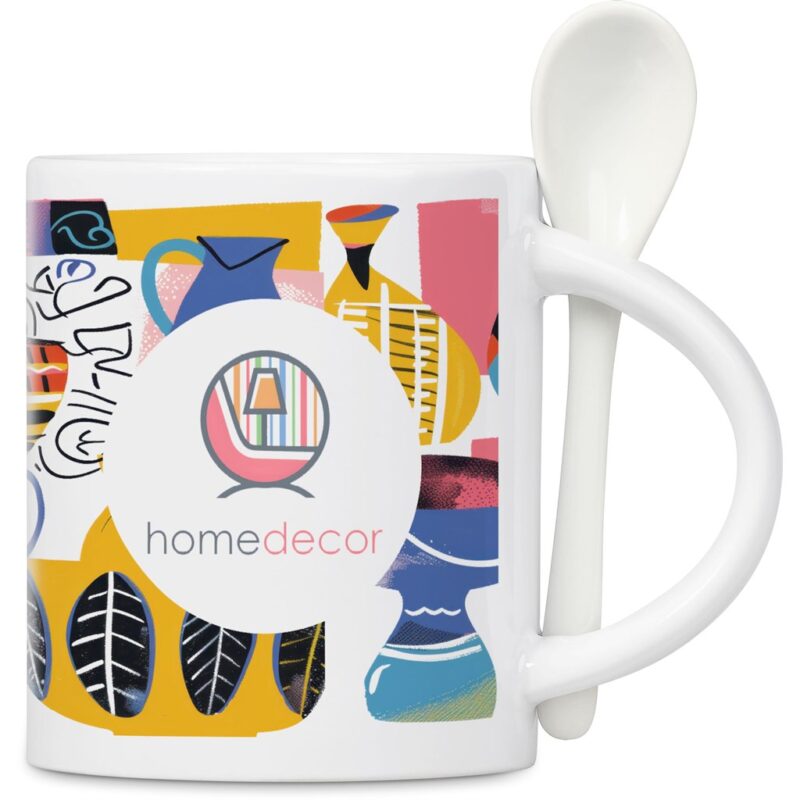 Eden Sublimation Ceramic Coffee Mug & Spoon Set - 320ml - Image 14