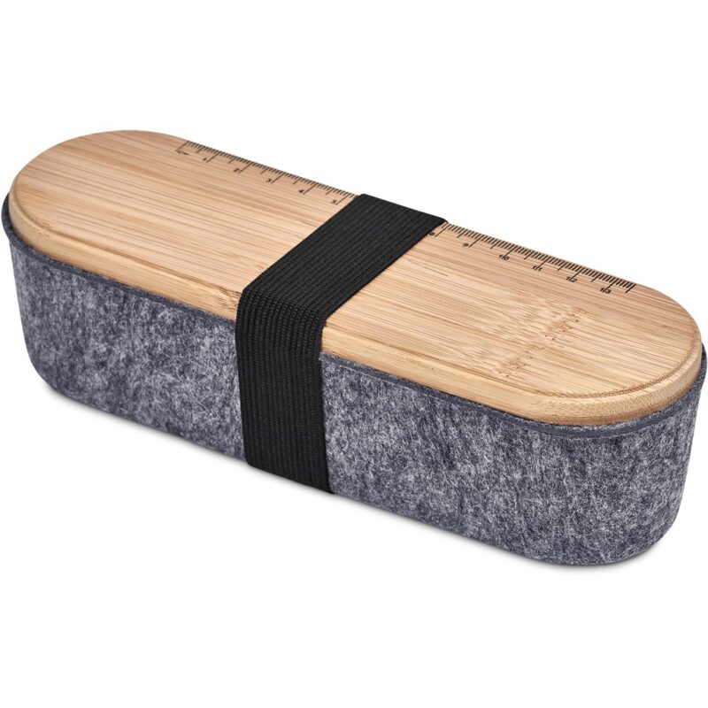 Okiyo Byoga Recycled PET Felt & Bamboo Stationery Case - Image 3
