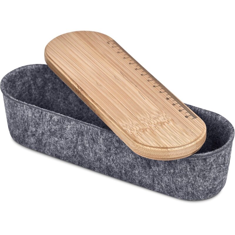 Okiyo Byoga Recycled PET Felt & Bamboo Stationery Case - Image 9