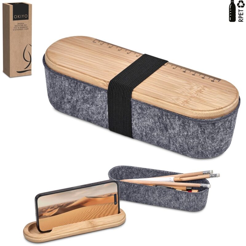 Okiyo Byoga Recycled PET Felt & Bamboo Stationery Case - Image 21