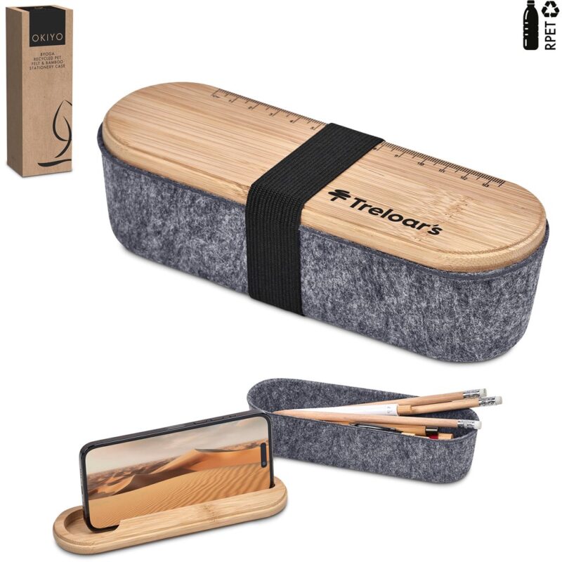 Okiyo Byoga Recycled PET Felt & Bamboo Stationery Case - Image 22