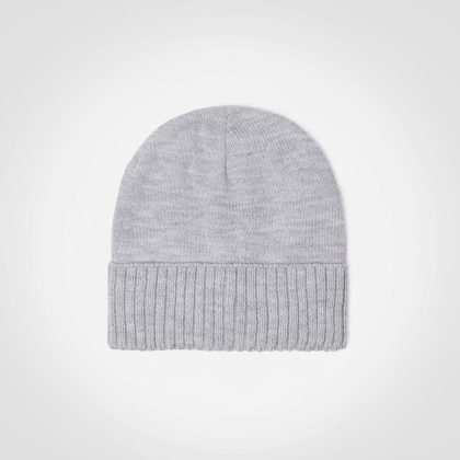 Summit Beanie in Grey Melange – Soft grey knit beanie for cold-weather comfort