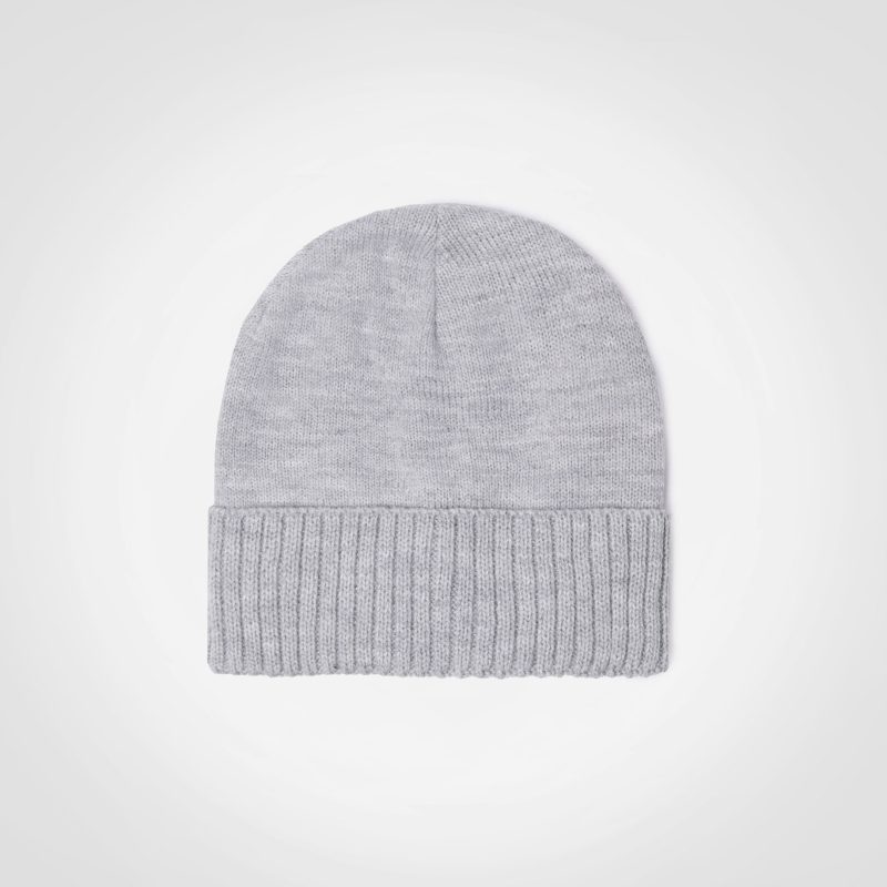 Summit Beanie in Grey Melange – Soft grey knit beanie for cold-weather comfort