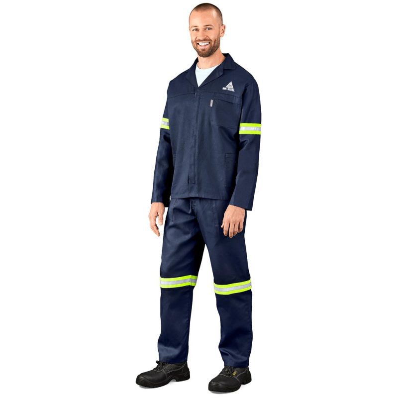 Technician 100% Cotton Conti Suit - Reflective Arms, Legs & Back - Yellow Tape - Image 4