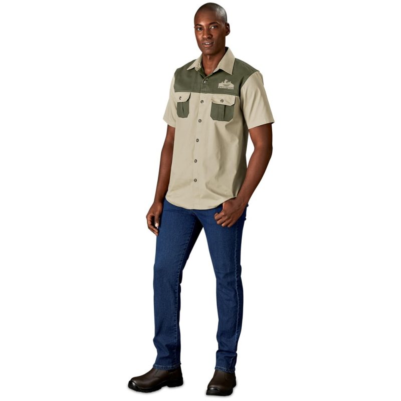 Mens Short Sleeve Serengeti 2-Tone Bush Shirt - Image 10