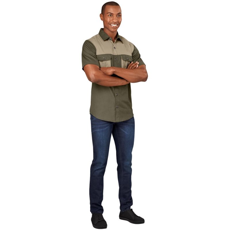 Mens Short Sleeve Serengeti 2-Tone Bush Shirt - Image 12