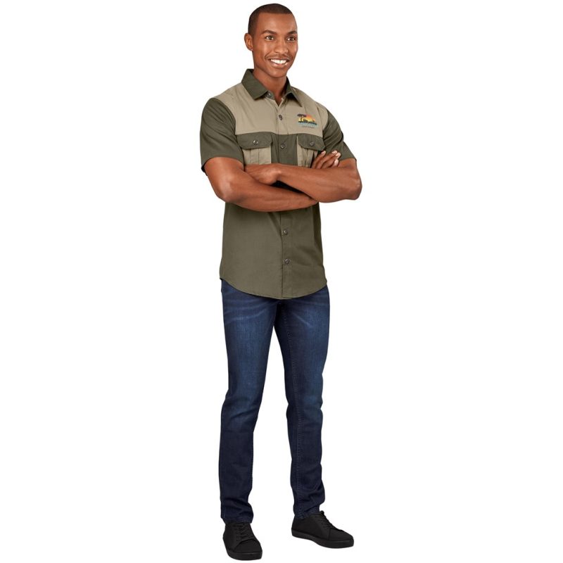 Mens Short Sleeve Serengeti 2-Tone Bush Shirt - Image 11