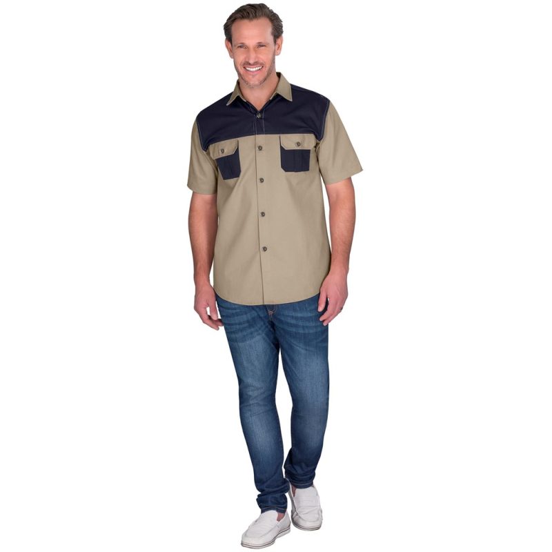Mens Short Sleeve Serengeti 2-Tone Bush Shirt - Image 29