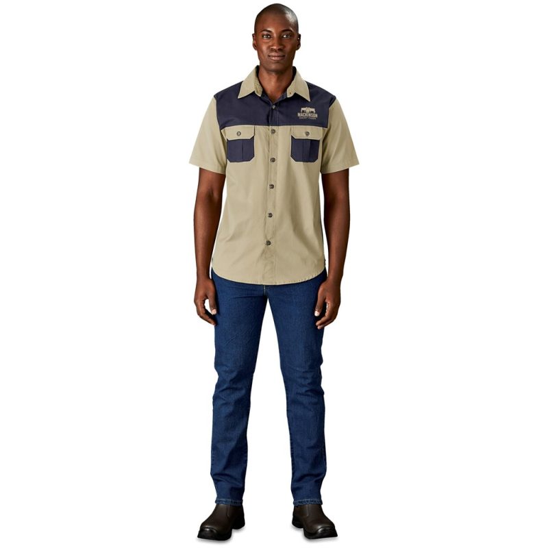 Mens Short Sleeve Serengeti 2-Tone Bush Shirt - Image 27
