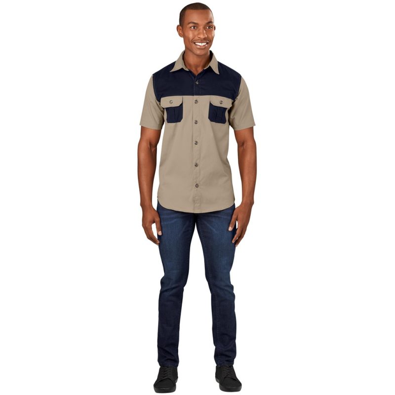 Mens Short Sleeve Serengeti 2-Tone Bush Shirt - Image 28
