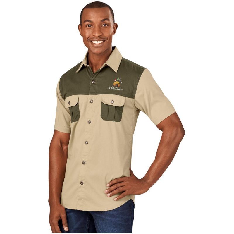 Mens Short Sleeve Serengeti 2-Tone Bush Shirt - Image 22