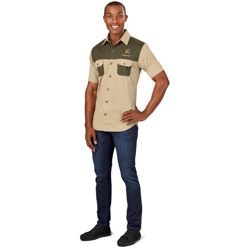 Mens Short Sleeve Serengeti 2-Tone Bush Shirt - Image 23