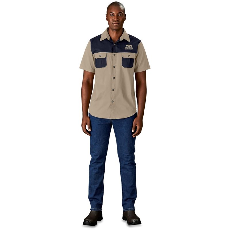 Mens Short Sleeve Serengeti 2-Tone Bush Shirt - Image 14