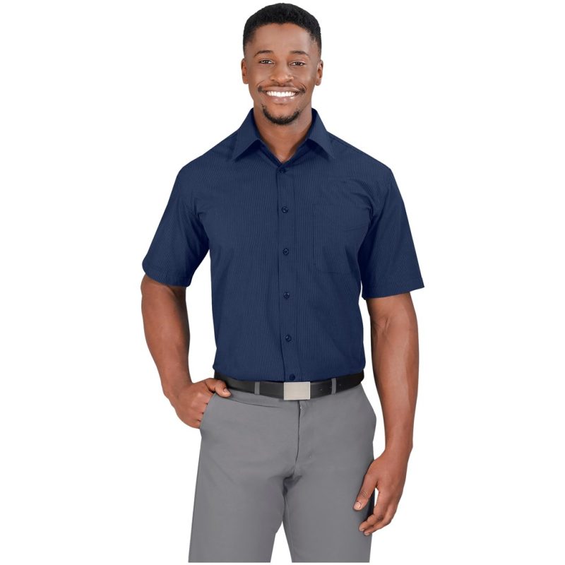 Mens Short Sleeve Micro Check Shirt - Image 3