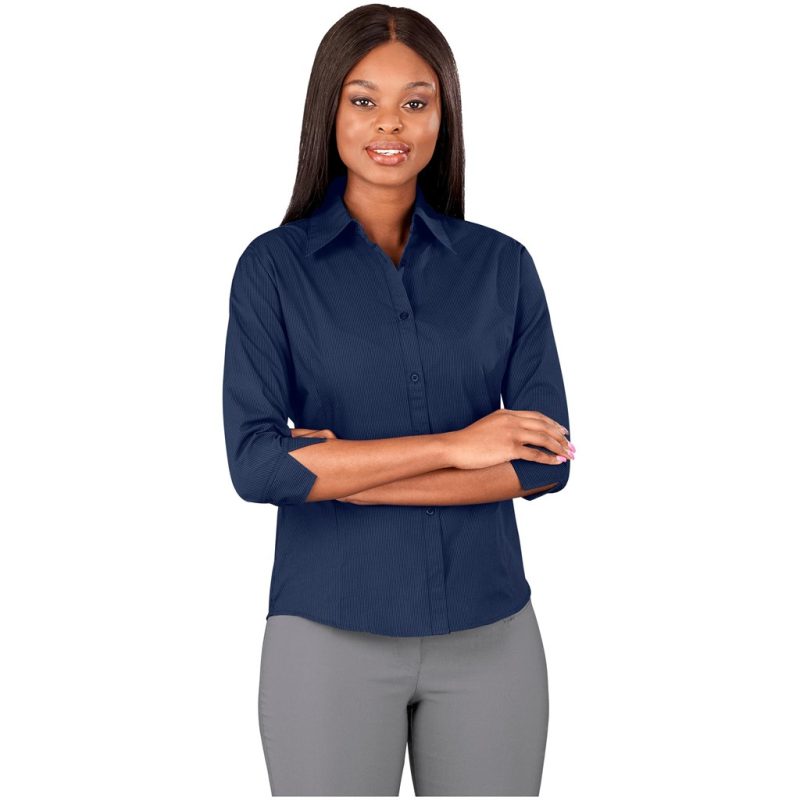 Ladies 3/4 Sleeve Micro Check Shirt - Image 5