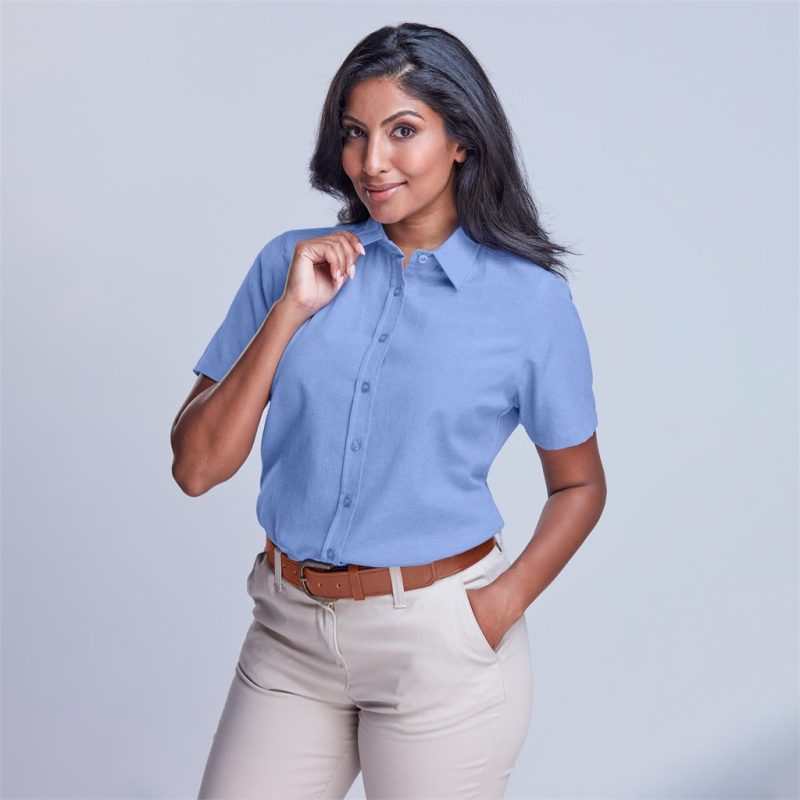 Ladies Short Sleeve Oxford Shirt - Image 2