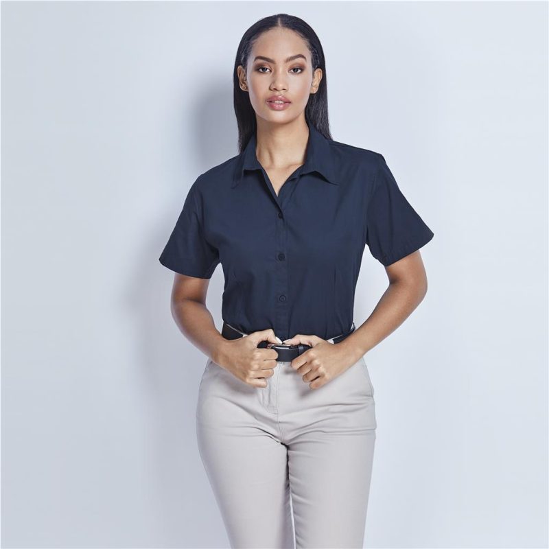 Ladies Short Sleeve Cotton Twill Moderna Shirt - Image 3